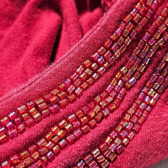 Lane Bryant Red Beaded Scoop Neck Top Womens Plus Size 18 20 Holiday Blouse - Picture 3 of 5